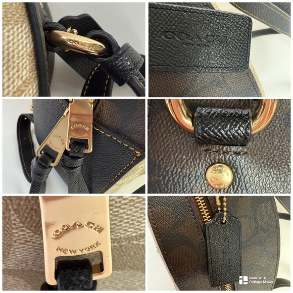 Coach Jordyn Backpack In Blocked Signature Canvas Gold Light Khaki Brown Multi - Picture 13 of 16